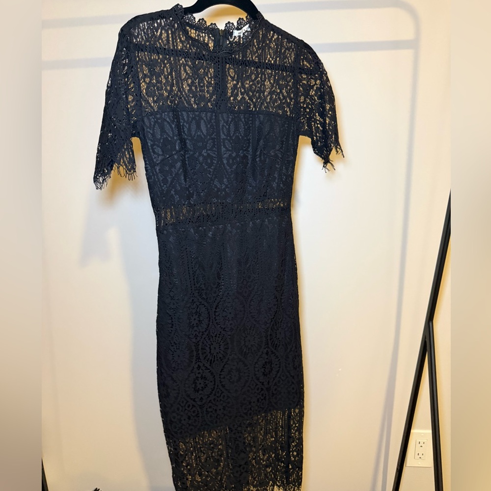 Miami Black Lace Midi Dress